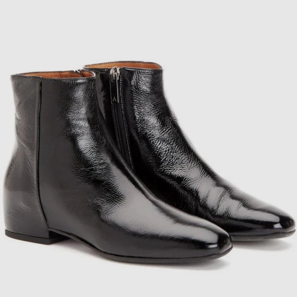 Aquatalia “Ulyssa” Patent Black Leather Ankle Boot W8 $495MSRP